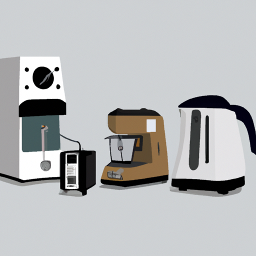 1. תמונה המציגה מגוון של מכשירים חשמליים קטנים כמו טוסטר, בלנדר ומכונת קפה.